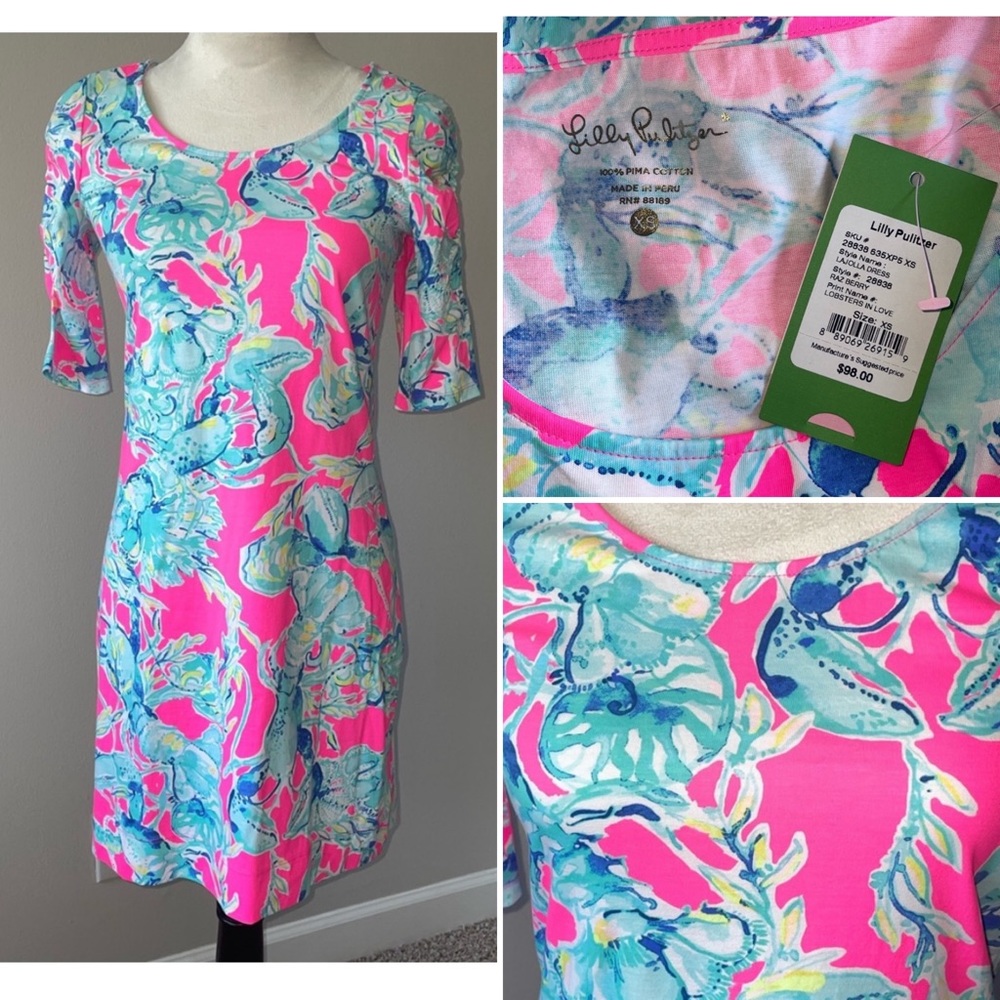 NWT Lilly Pulitzer LaJolla Raz Berry Lobsters in Love Dress